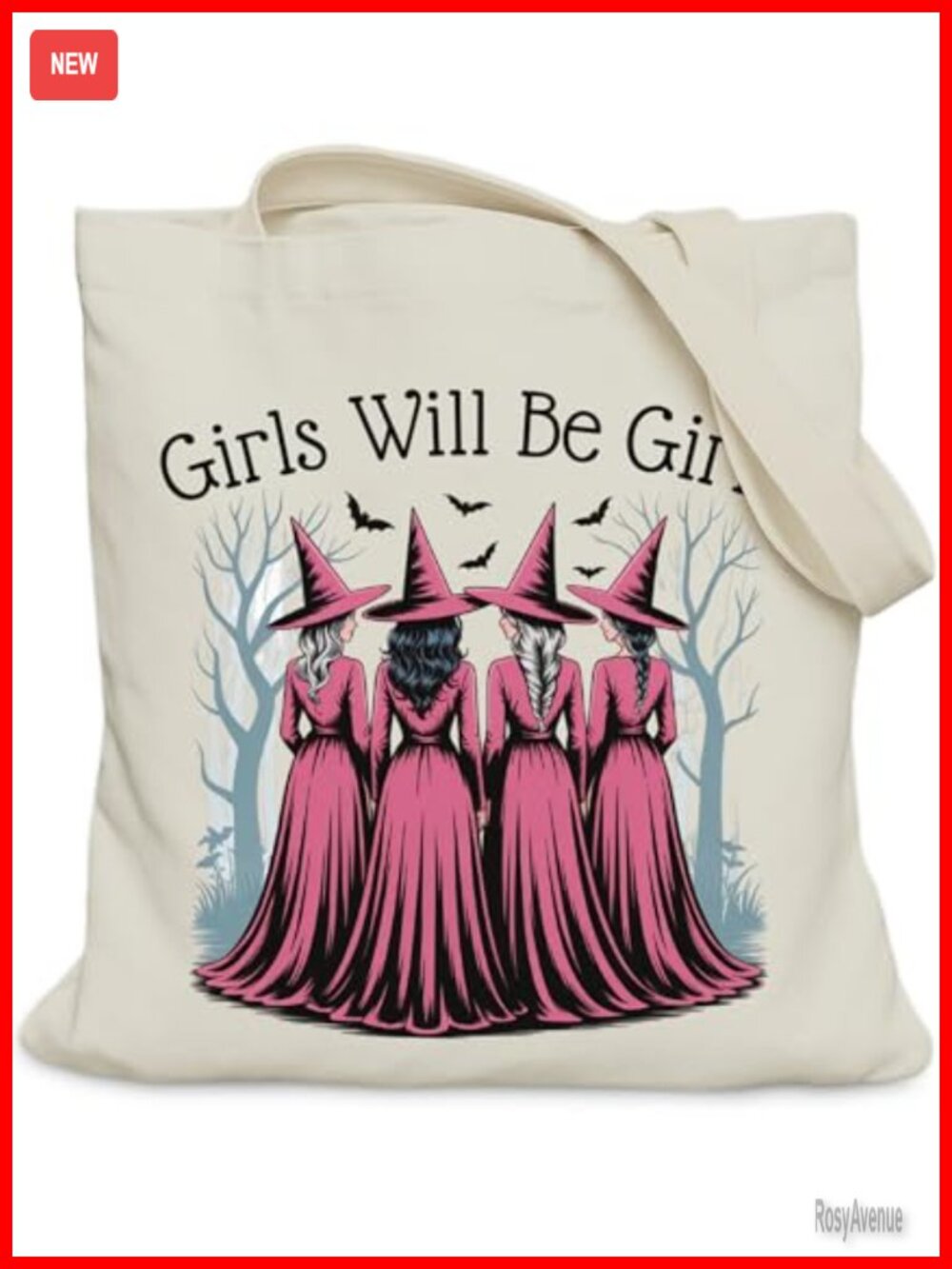 Canvas Tote Bag Medium Halloween Fall Spooky Season Reusable